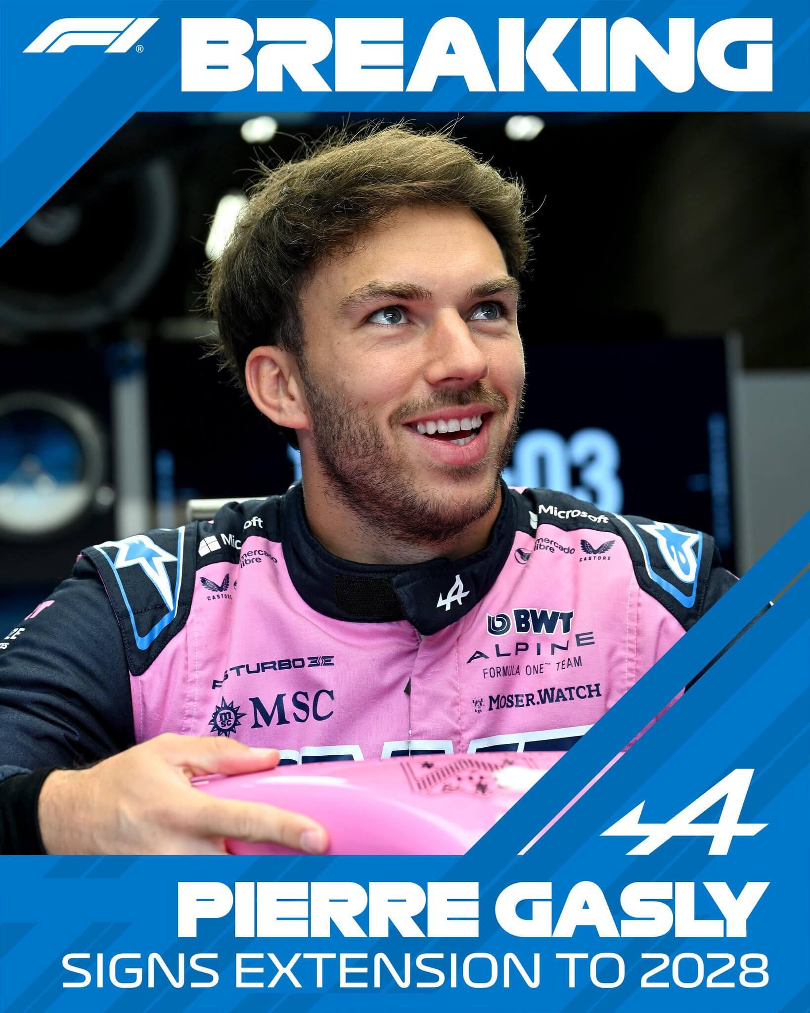 博鱼体育官方网站-官方：Alpine F1车队与加斯利续约至2028年